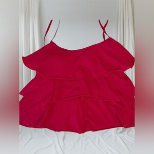 Woman’s Bold Pink Layered Ruffled  Swim Camisole Size large